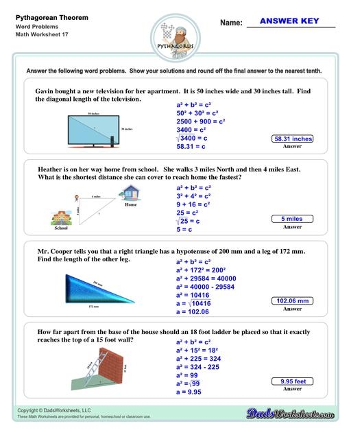 Pythagorean Theorem Worksheets Worksheets Library