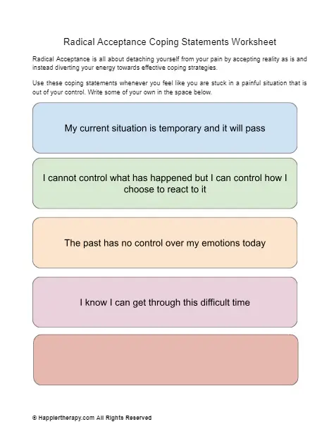 Radical Acceptance Examples Worksheet Therapist Aid Worksheets 
