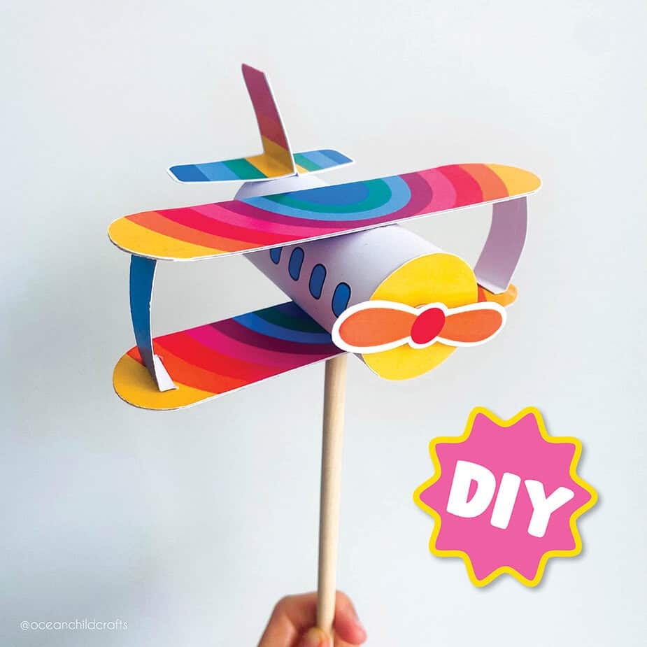 Rainbow Airplane Craft Printable For Kids Ocean Child Crafts