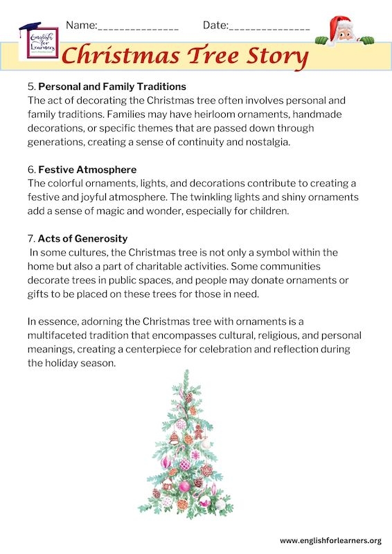 christmas tree story for kids printable