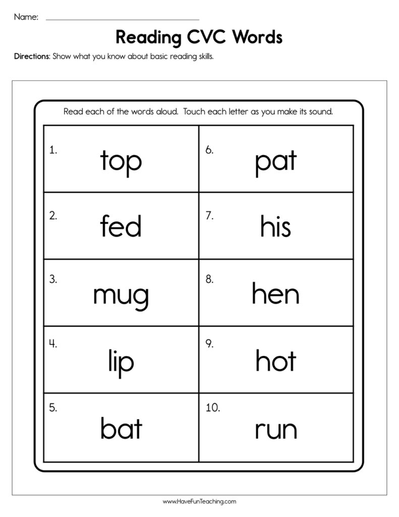 Reading CVC Words Worksheet By Teach Simple