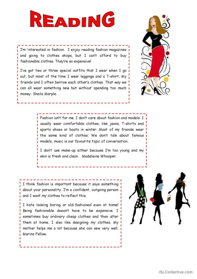 fashion english worksheet