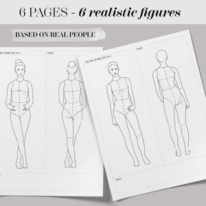 Realistic Body Fashion Figure Printable Template Bundle Set Of 6 