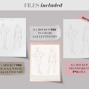 Realistic Body Fashion Figure Printable Template Bundle Set Of 6 