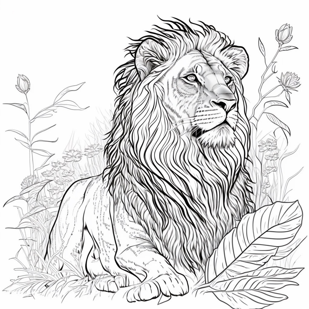 Realistic Lion Coloring Pages