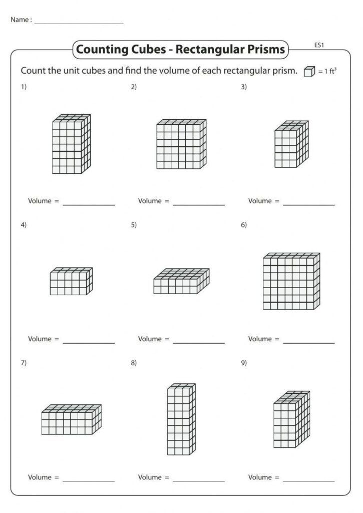Rectangular Prism Volume Worksheets Library