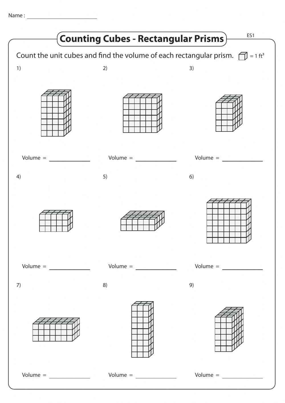 Rectangular Prism Volume Worksheets Library