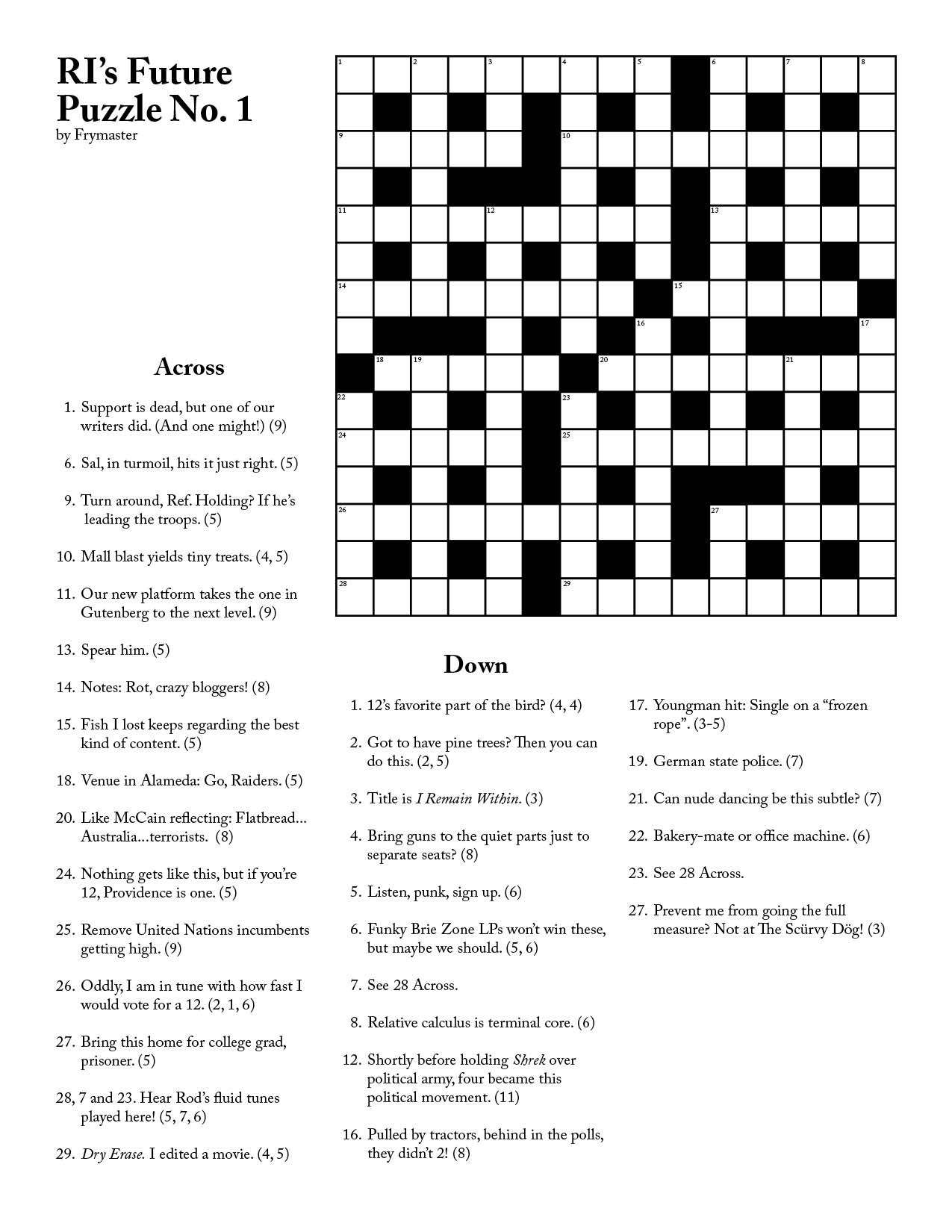 Ri Future Cryptic Crossword 1 Printable Cryptic Crossword 
