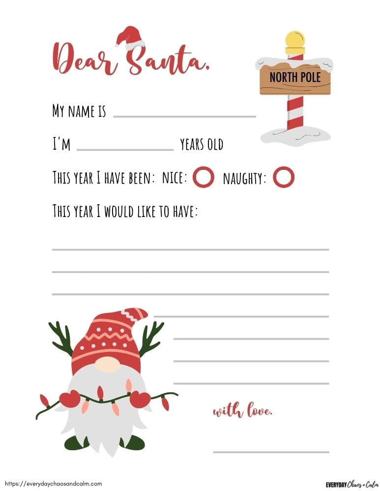 free printable letter to santa template