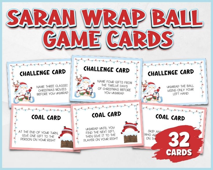Saran Wrap Game Saran Wrap Ball Game Saran Wrap Challenge Cards 