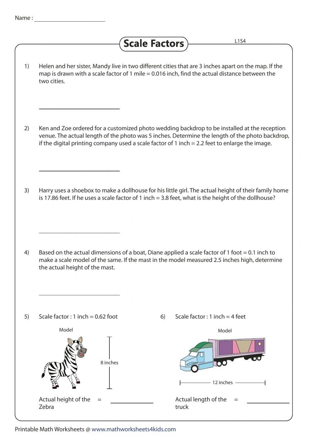 Scale Factors Word Problems Online Exercise For Live Worksheets 