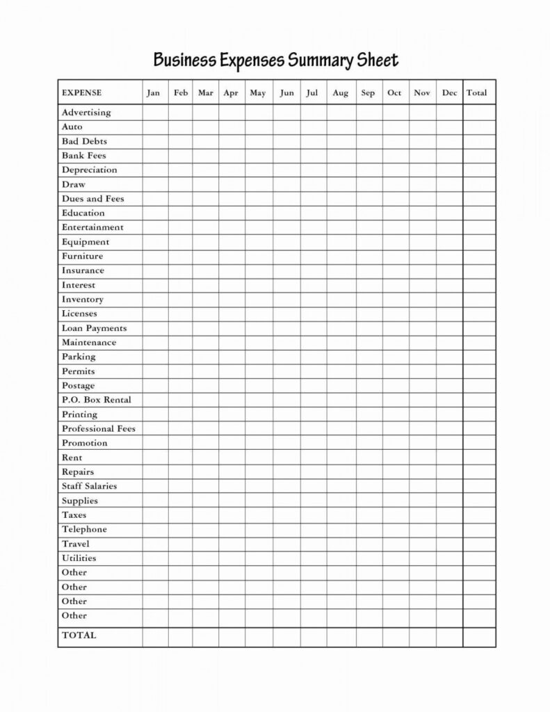 Schedule C Expenses Worksheet Printable PDF Template