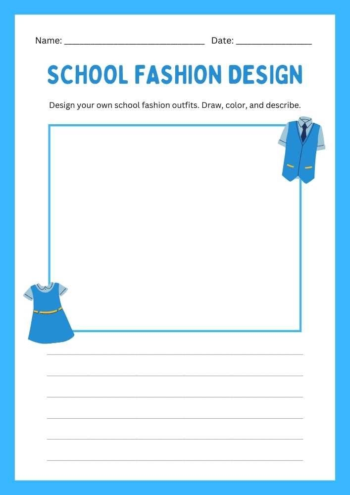 School Fashion Design Worksheet Draw Your Own Outfits
