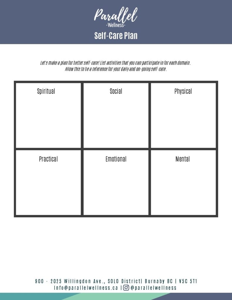 Self Care Worksheets Parallel Wellness LTD DBT Worksheets