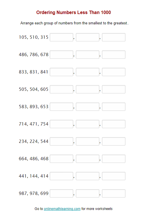 numbers worksheets