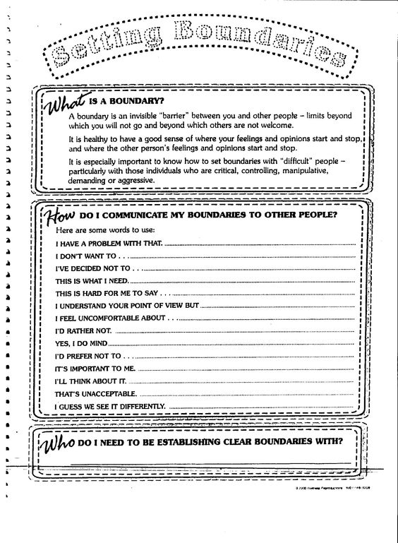 Setting Boundaries Worksheet Boundaries Healthyrelationships Free 