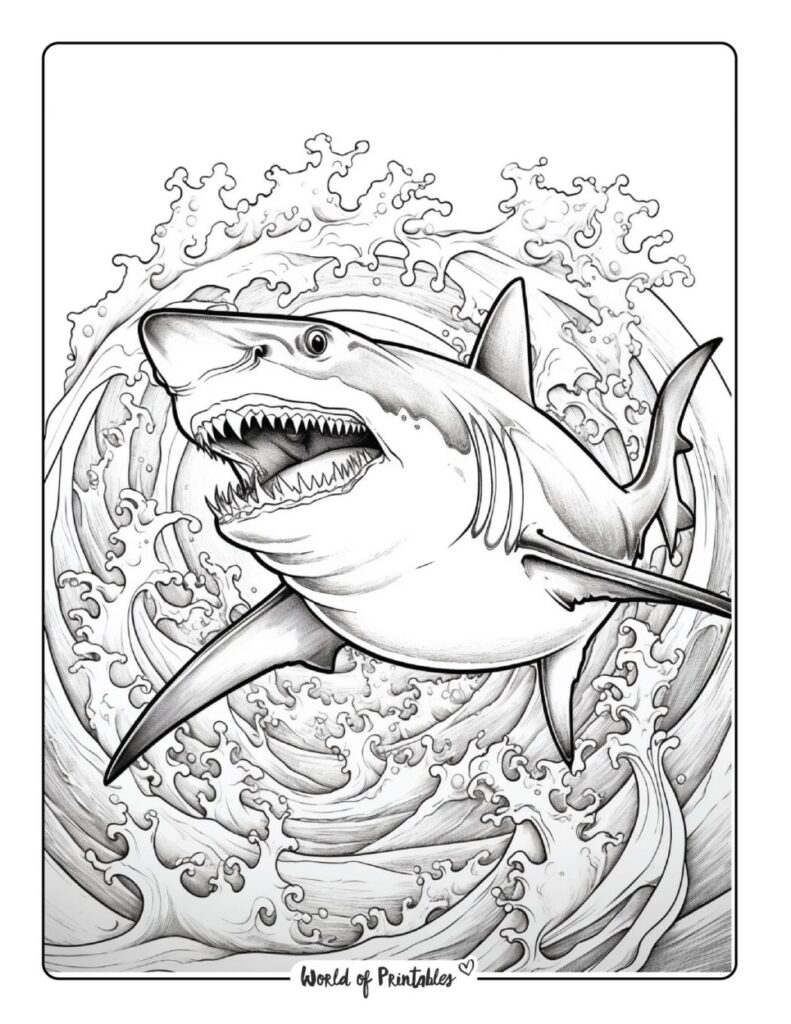 Shark Coloring Pages For Kids Adults World Of Printables