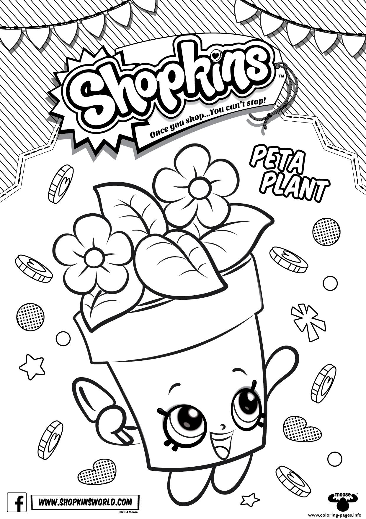 Shopkins Peta Plant Coloring Pages Printable