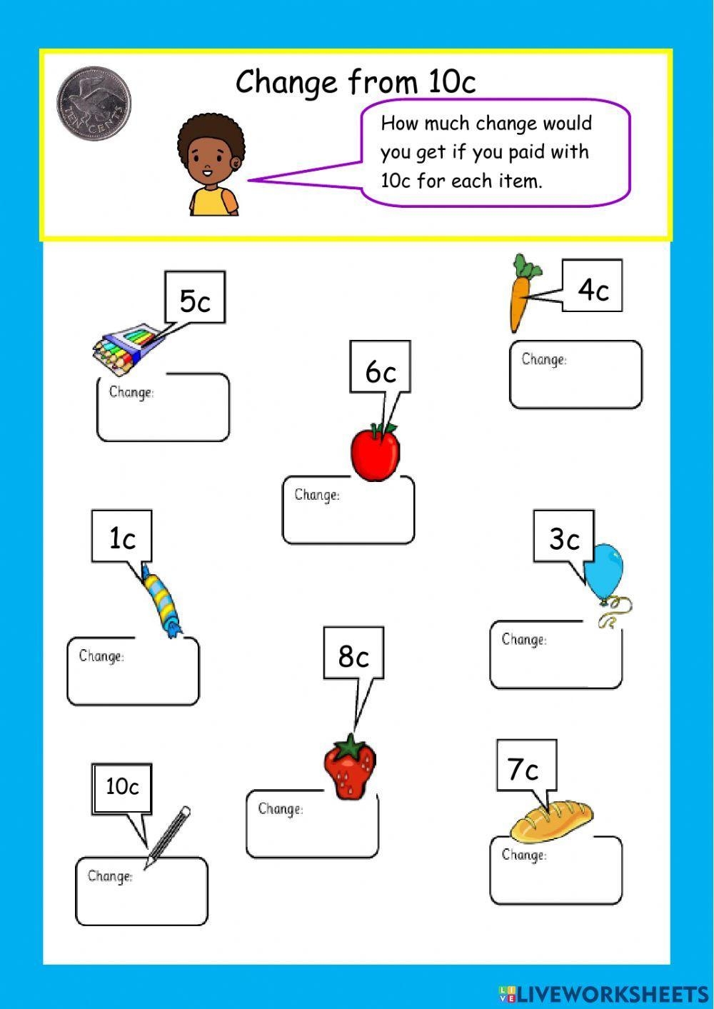 Shopping Making Change Worksheet Live Worksheets Worksheets Library