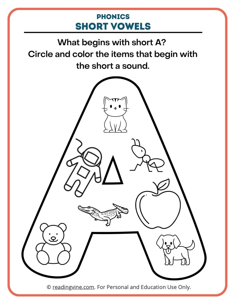 Short Vowel Worksheets ReadingVine