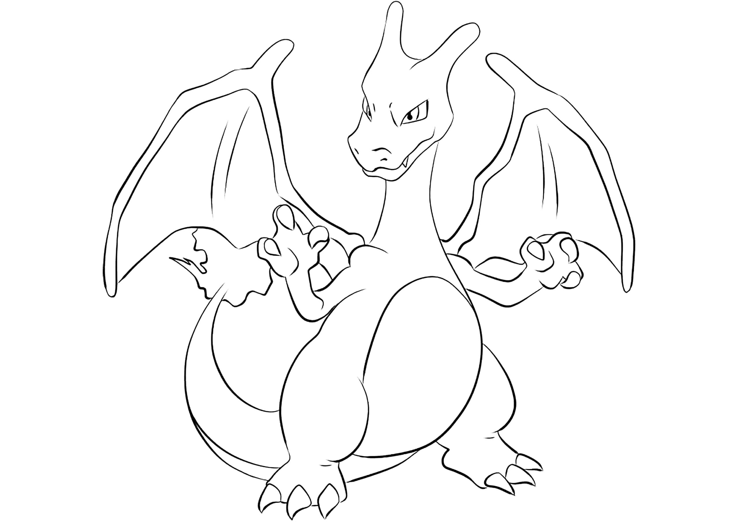 Simple Coloring Page Of Charizard All Pokemon Coloring Pages Kids 