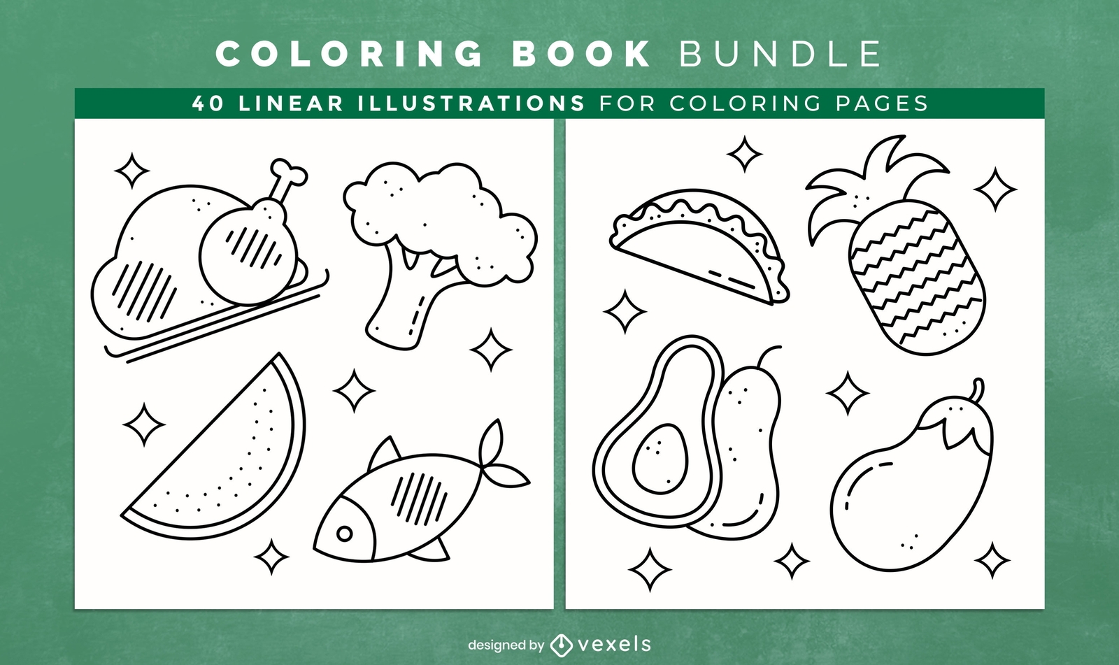 Simple Food Coloring Book Pages Design Vector Download