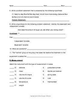 Simple Science Investigation Worksheet