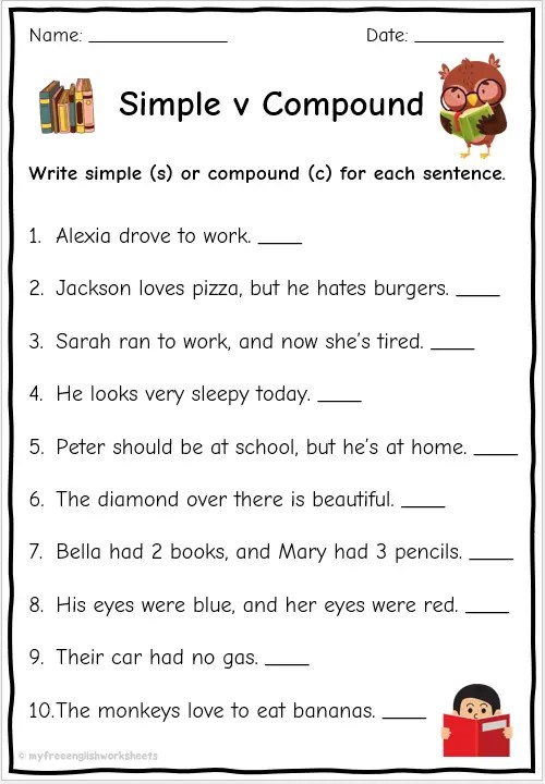 Simple Sentence Worksheets Free English Worksheets Worksheets Library