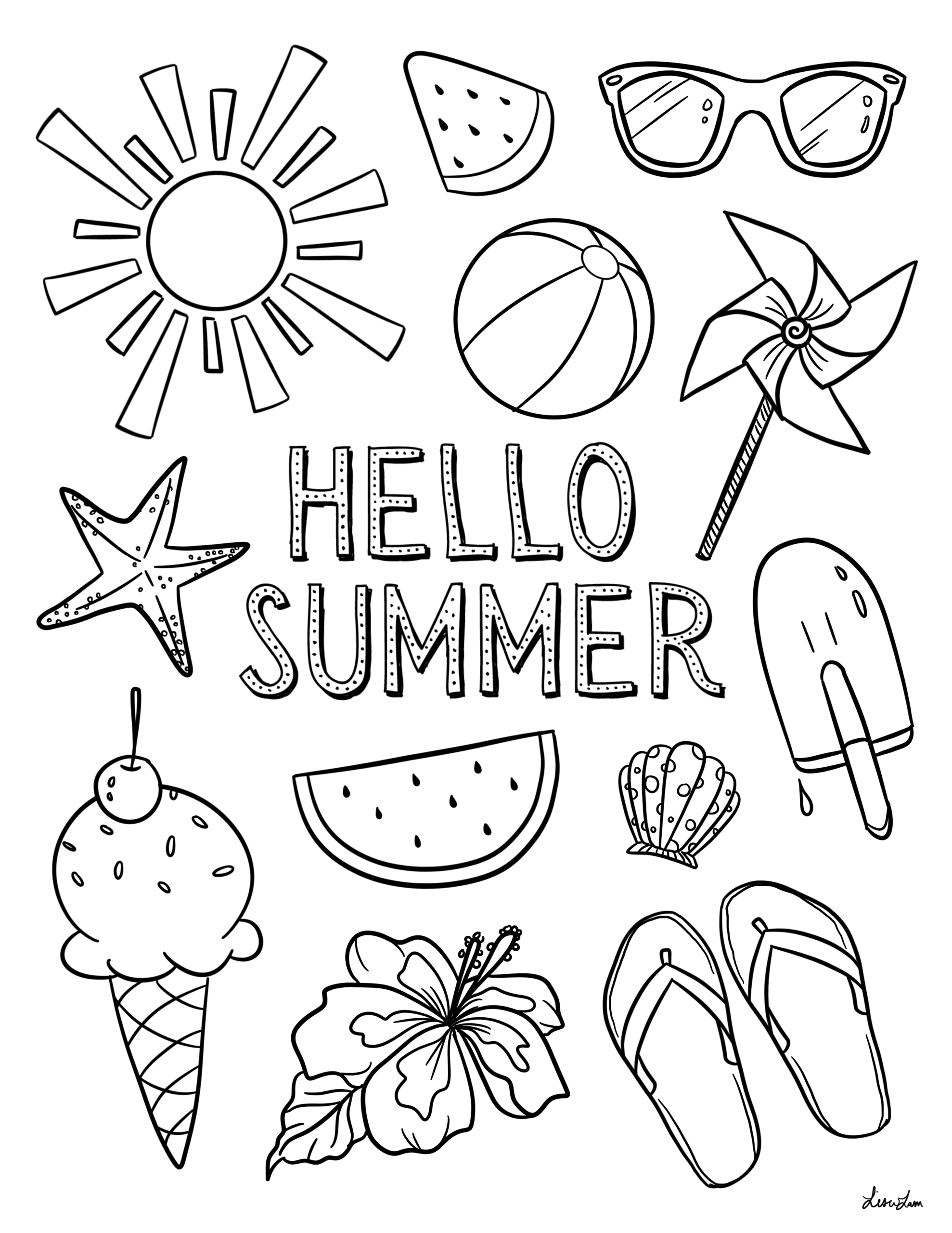 Simple Summer Coloring Pages