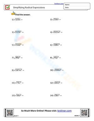 Simplify Radical Equations Worksheet Worksheets Library