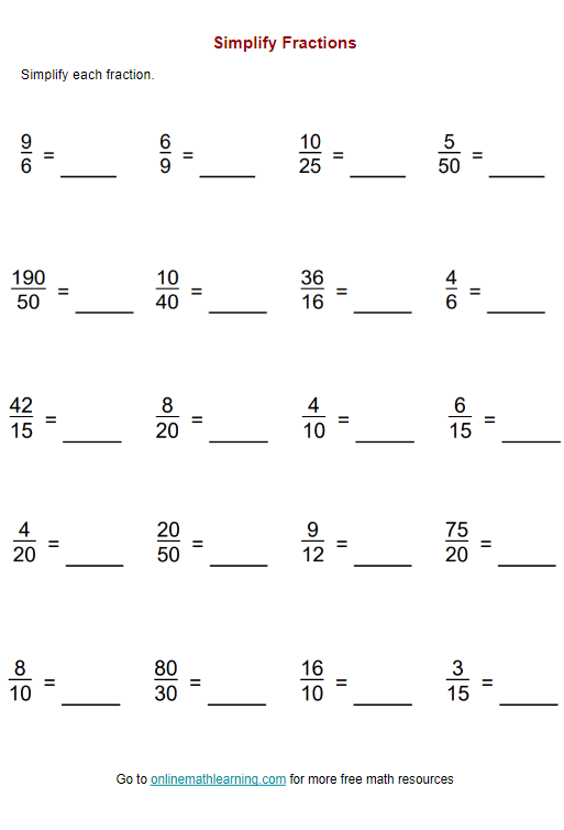 Simplifying Fractions Worksheet teacher Made Twinkl Worksheets 