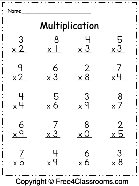 single digit multiplication worksheets