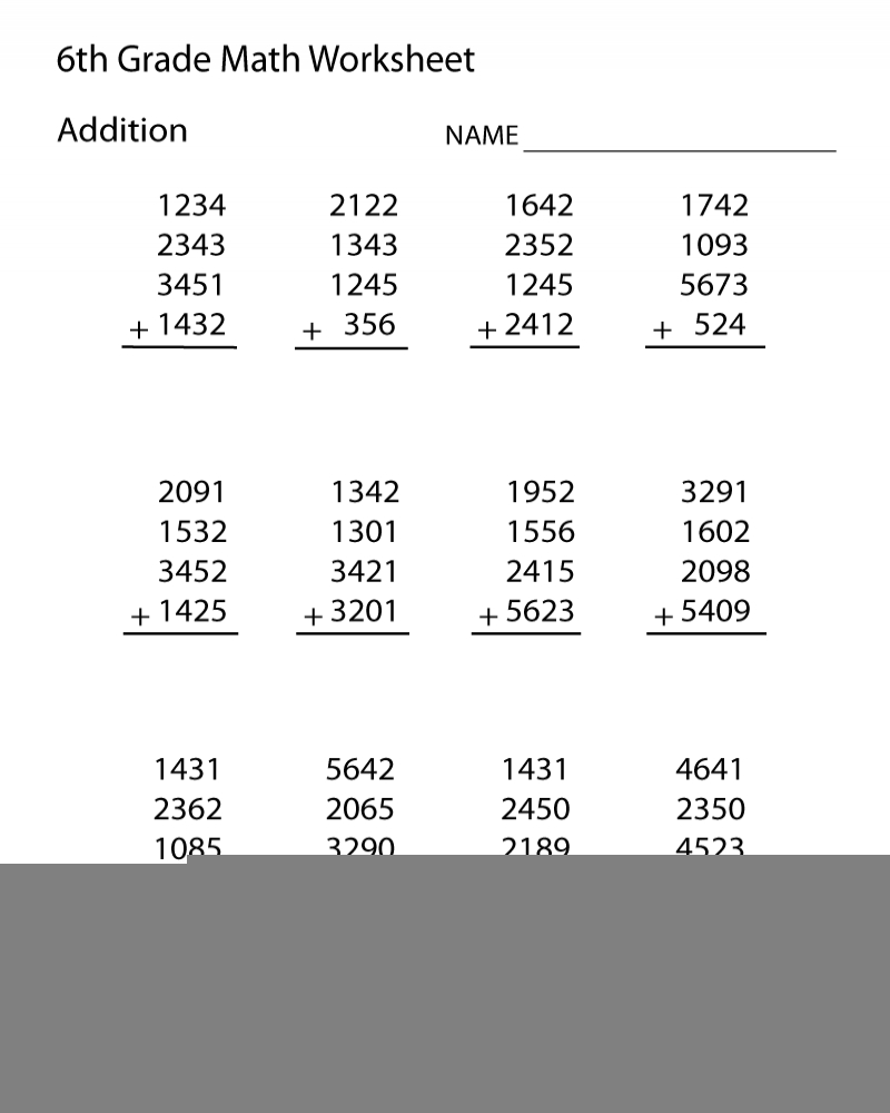 Sixth Grade Math Addition Worksheets K5 Worksheets Math Math 