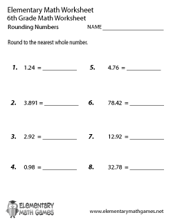 Sixth Grade Math Worksheets