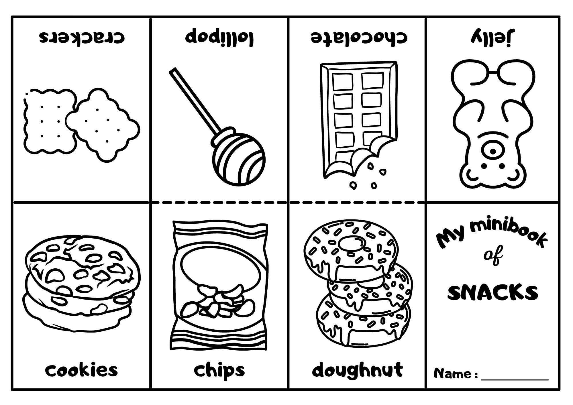 Snacks Mini Coloring Book Ezpzlearn