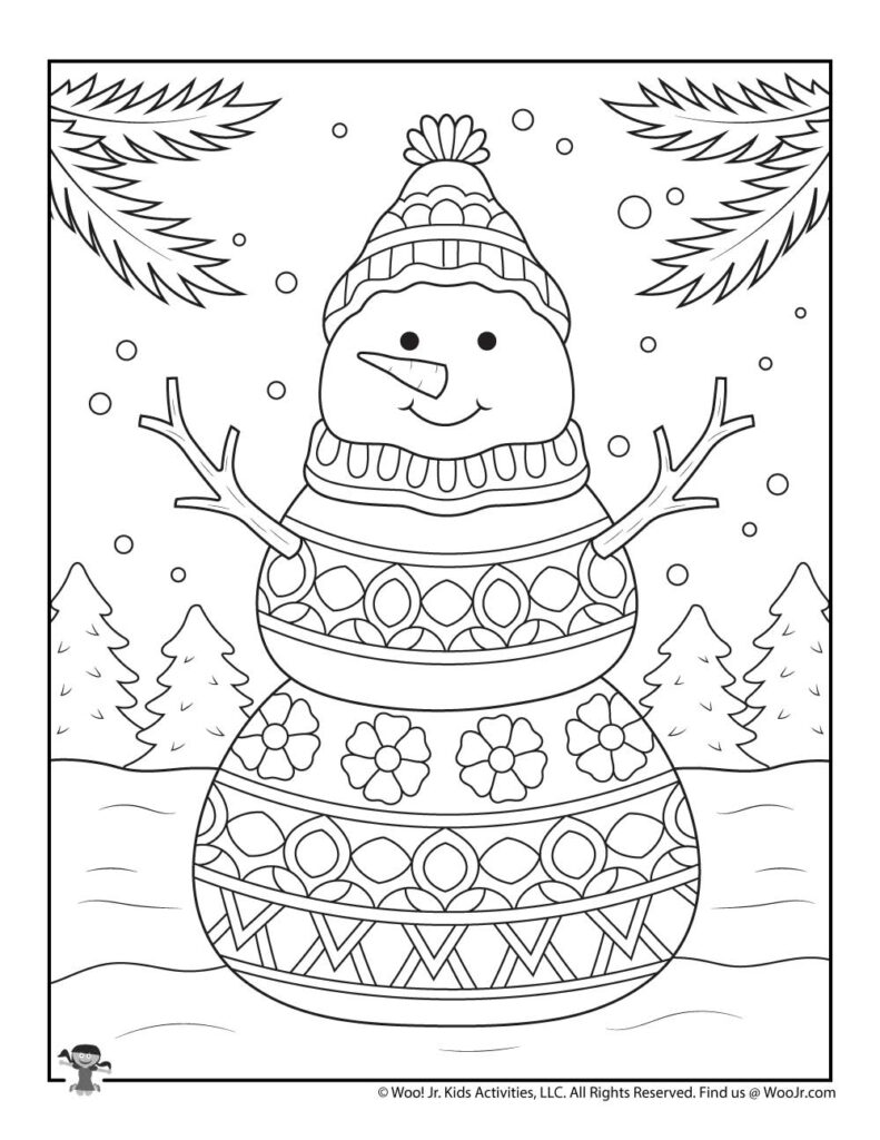 Snowman Printable Winter Coloring Pages Woo Jr Kids Activities