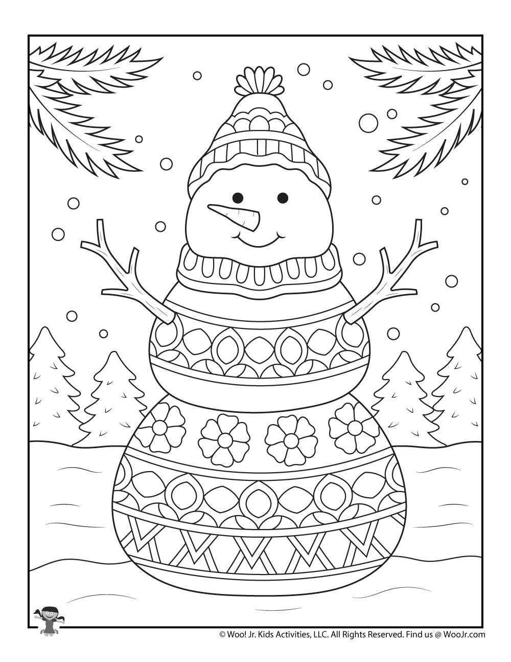 Snowman Printable Winter Coloring Pages Woo Jr Kids Activities 