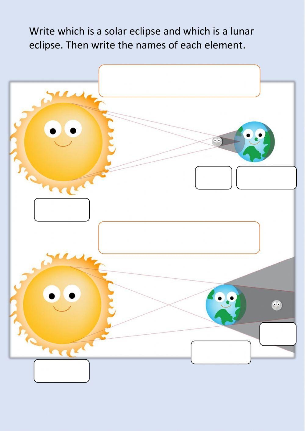 SOLAR AND LUNAR ECLIPSES Worksheet Live Worksheets Worksheets Library