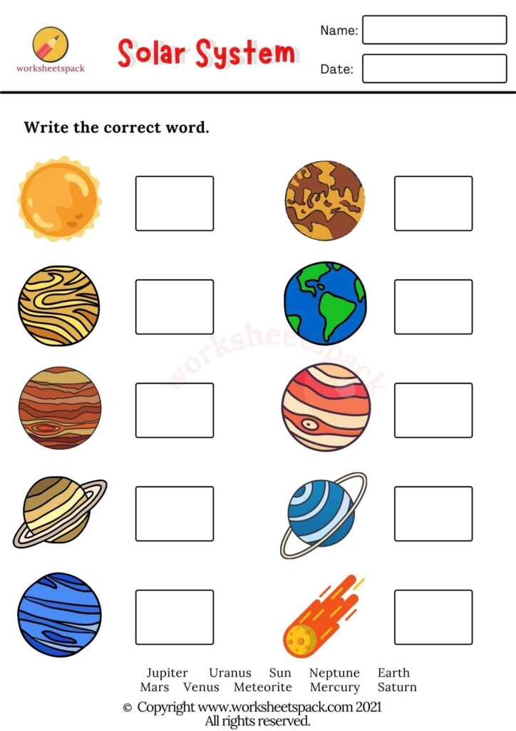 Solar System Worksheets PDF Worksheetspack