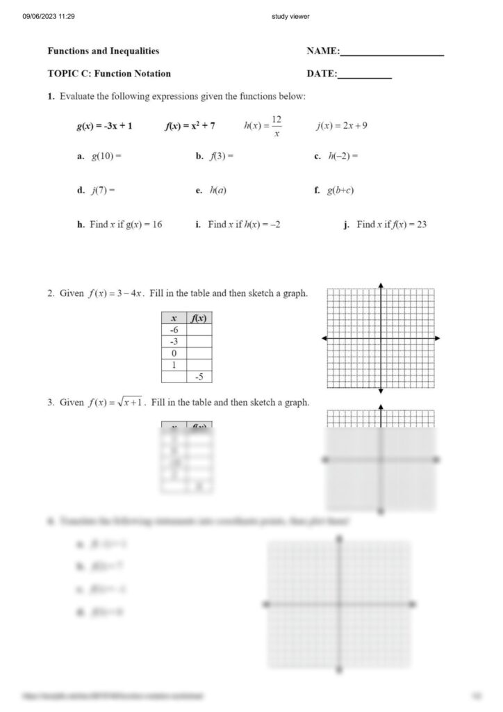 SOLUTION Function Notation Worksheet Studypool Worksheets Library