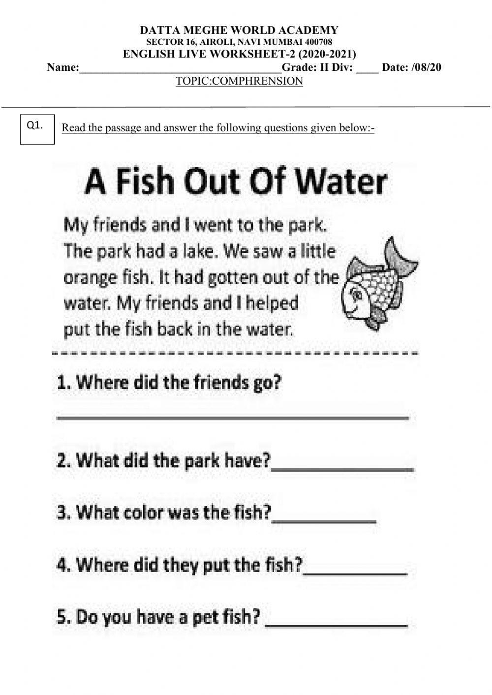 SOLUTION Grade 2 Worksheet Reading Comprehension Studypool 