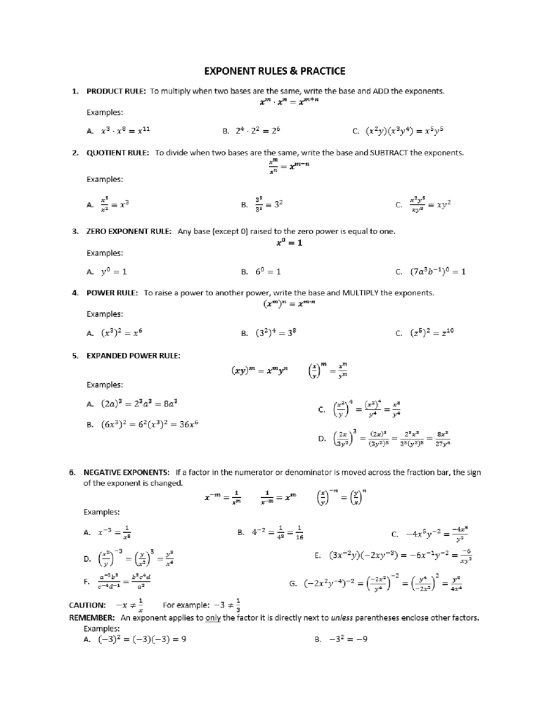 SOLUTION Law Of Exponents Worksheet Studypool Worksheets Library