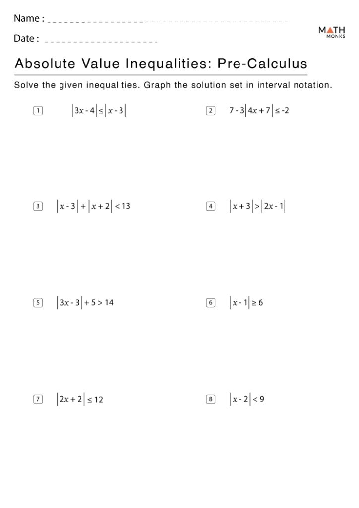 Solving Absolute Value Equations Worksheet with Solutions Worksheets