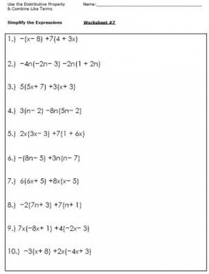 algebraic expressions worksheets