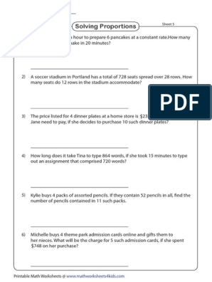 Solving Proportions Math Worksheet PDF Worksheets Library