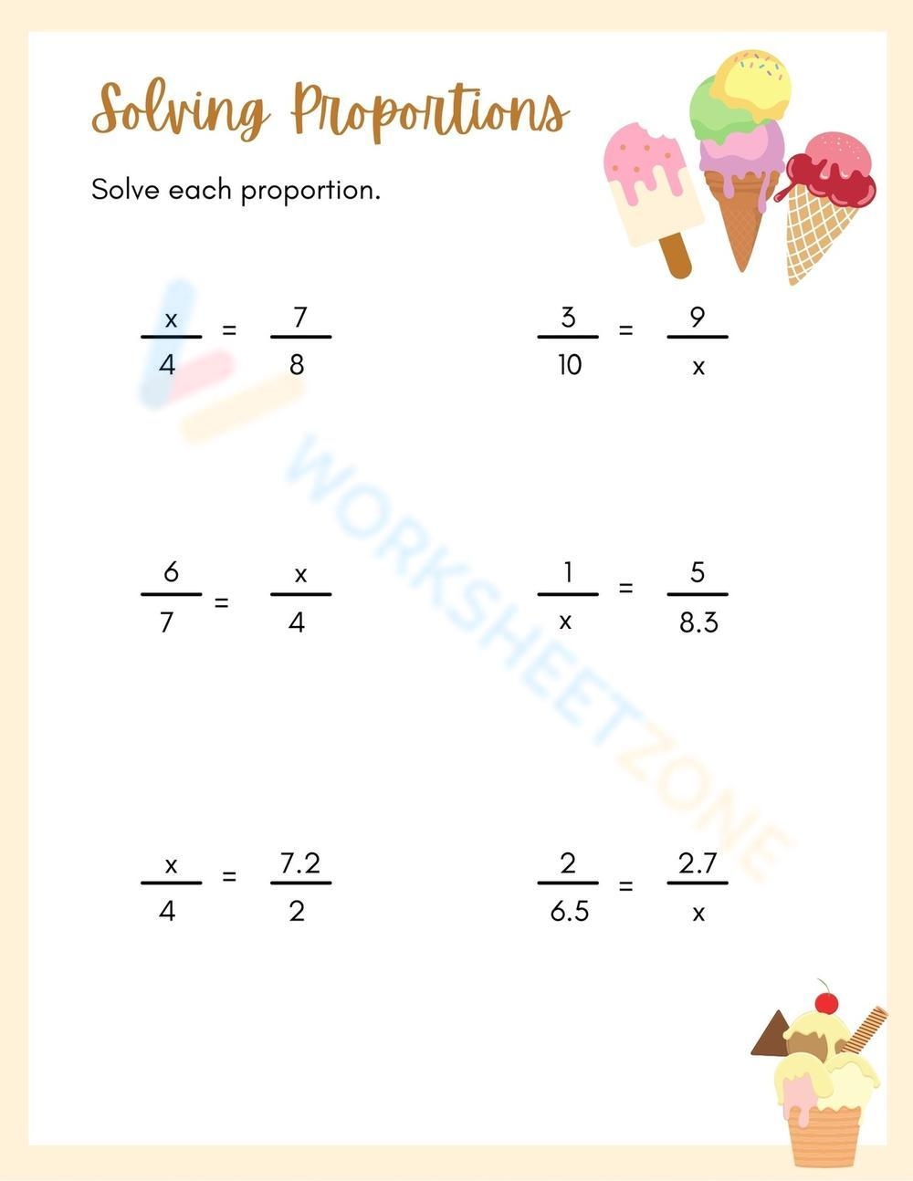 Solving Proportions Math Worksheet Worksheet Worksheets Library