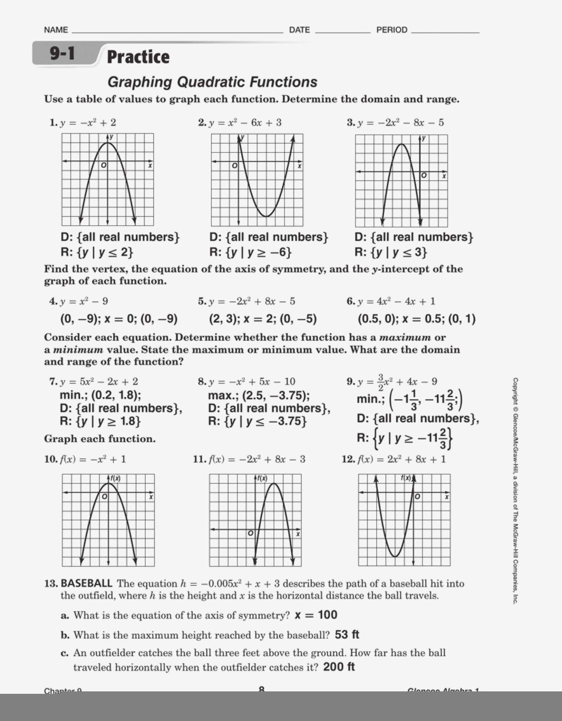 Solving Quadratic Functions By Graphing Worksheet Quadraticworksheet