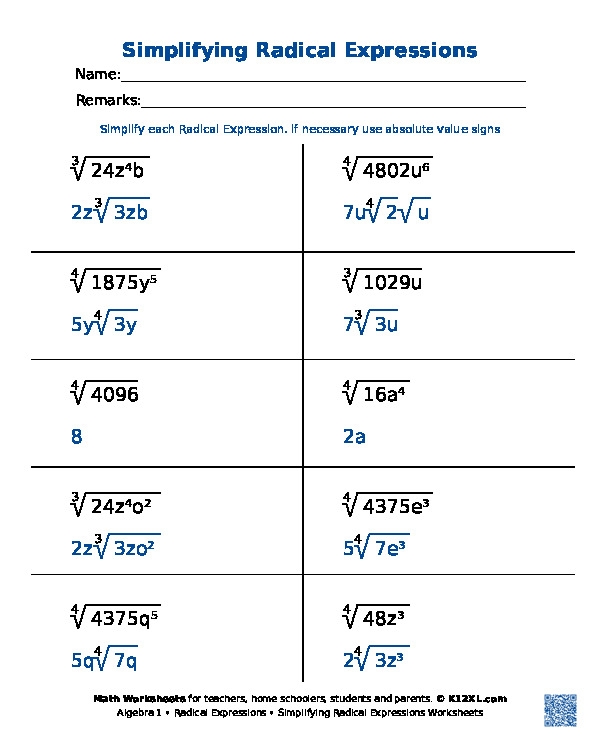 Solving Radical Equations Worksheets Library