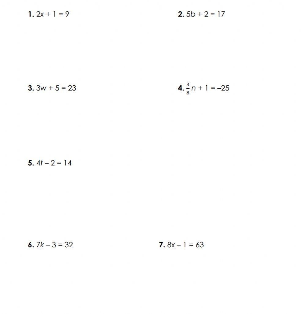 two step equations worksheet pdf