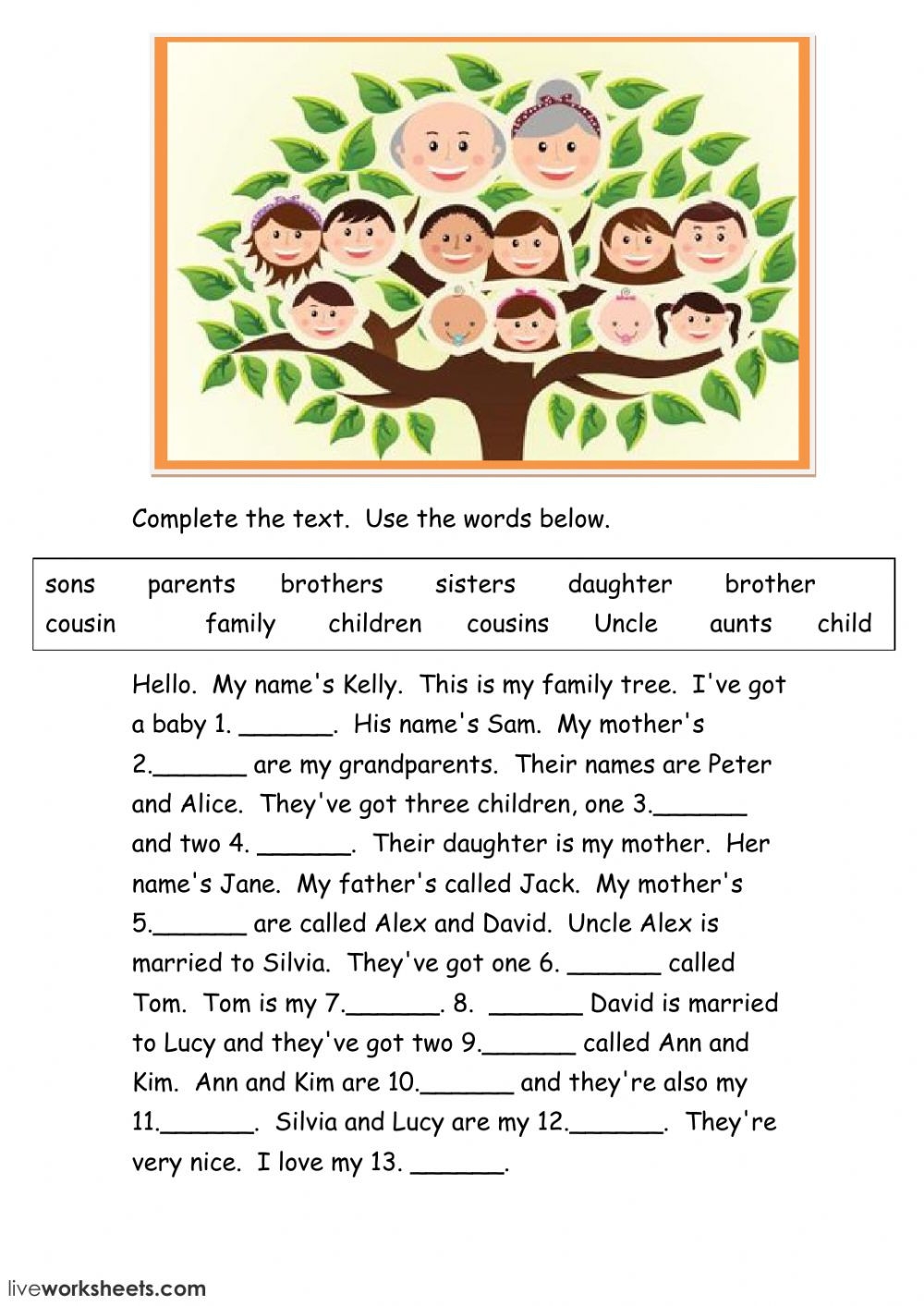 Spanish Family Tree Worksheet Answers Db excel